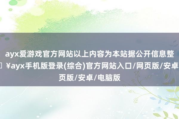 ayx爱游戏官方网站以上内容为本站据公开信息整理-🔥ayx手机版登录(综合)官方网站入口/网页版/安卓/电脑版